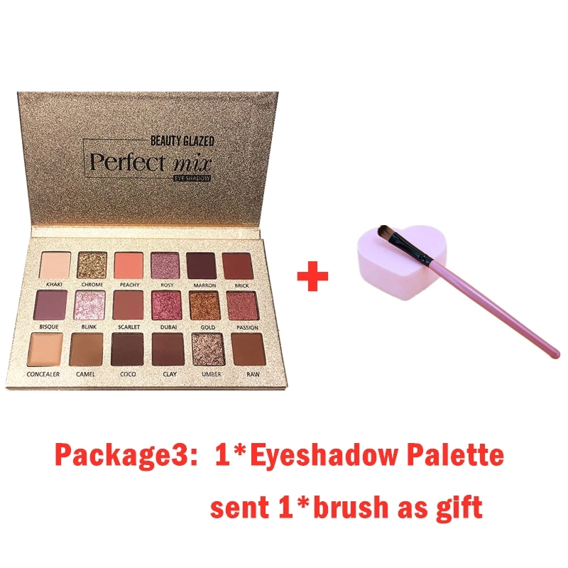 Красивые глазурованные 18 цветов блестящие тени для макияжа Pallete матовые тени для век Палитра пигментированная Дымчатая водостойкая косметика TSLM2 - Цвет: Package3