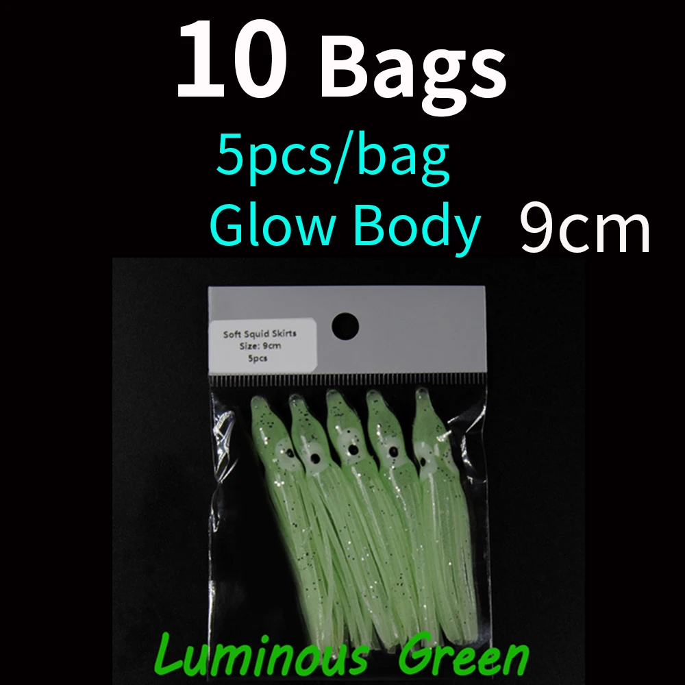 Walking Squidluminous Squid Skirt Lure 5-18cm - Glow-in-dark Octopus Rubber  Jig For All Fishing Environments