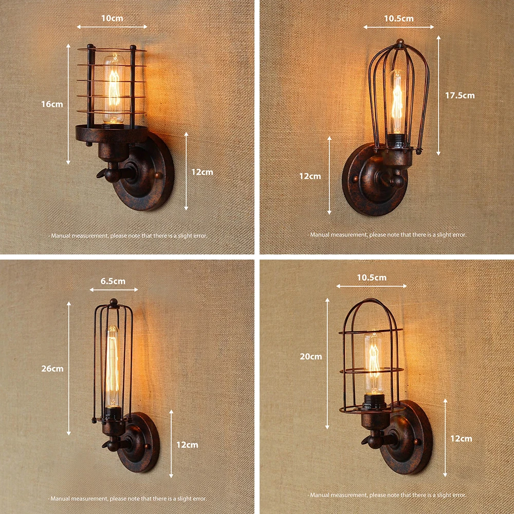 Винтажный промышленный настенный светильник, настенный светильник из ржавчины, светильник для дома, настенный светильник-бра в стиле лофт, регулировка на 180 °, абажур вверх и вниз