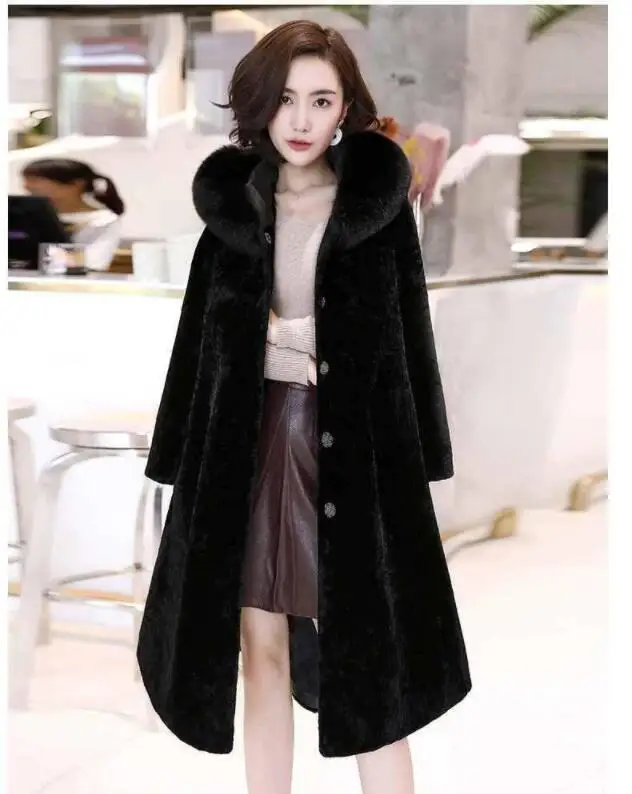 Зимнее женское тонкое ТРАПЕЦИЕВИДНОЕ пальто из натурального меха с натуральным бренд Fox Fur Trim Hood женская элегантная куртка из натуральной овечьей шерсти R313