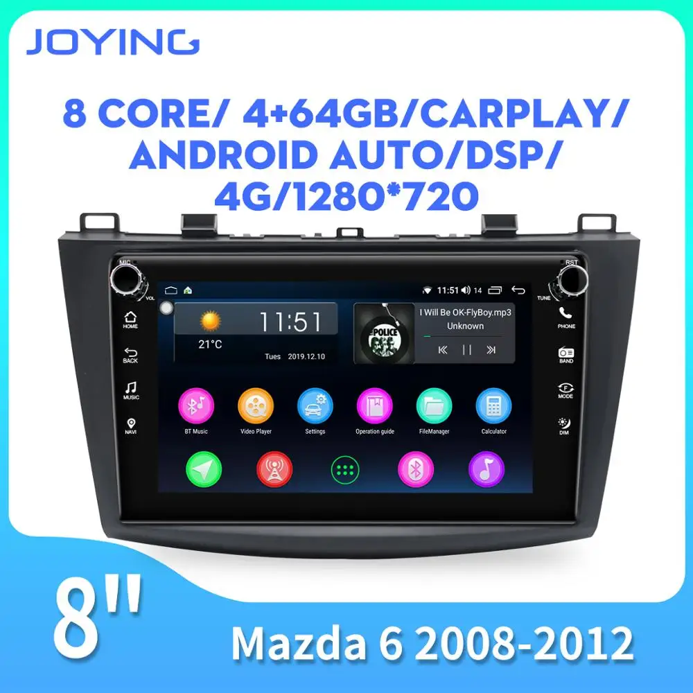 8&quotAndroid 8.1 BTcar multimedia stereo radio Player For Mazda 6 2008 2009 2010 2011 2012 car GPS Navigation auto player DSP | Автомобили