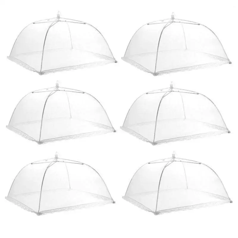 New 6Pcs Large Pop-Up Mesh Screen Food Cover Tent Umbrella Reusable And Collapsible Outdoor Picnic Covers N | Дом и сад