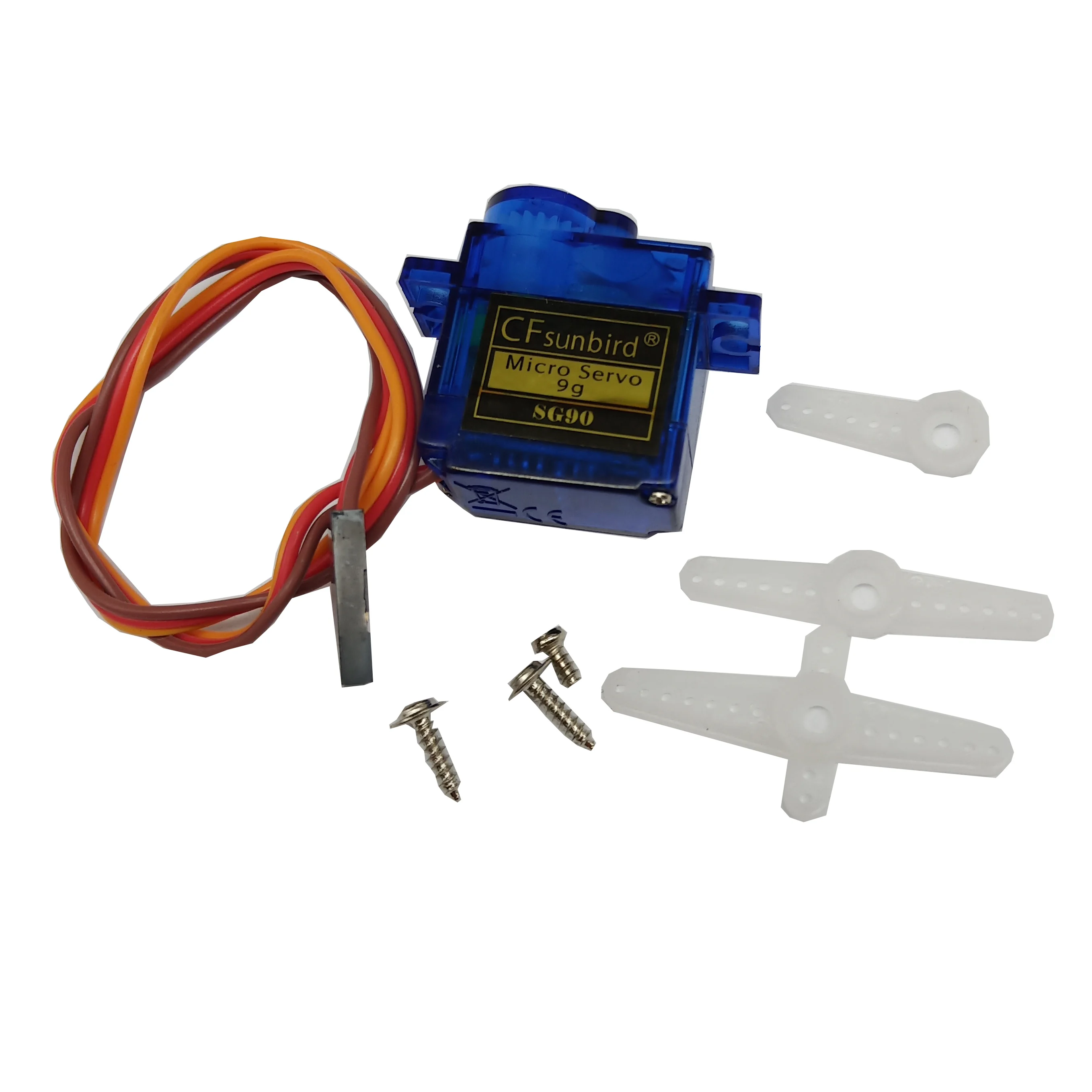 Micro Servomoteur Analogique 9G SG90 MG90S pour RC, avec bras de levier et vis de fixation.
