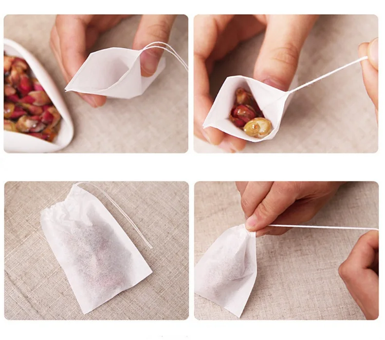 

100Pcs/set Teabags Empty Scented Tea Bags With String Heal Seal Filter Paper for Herb Loose Tea Bags