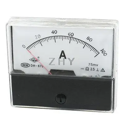 

DH-670 Rectangle Dial DC 0-100A Current Teste Panel Analog Ampere Meter