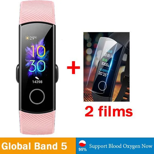 Умный Браслет huawei Honor Band 5, 4, 0,95 дюйма, трекер, умный OLED, для плавания, водонепроницаемый, Bluetooth, фитнес-трекер, сенсорный экран - Цвет: G band5 Pink n 2f