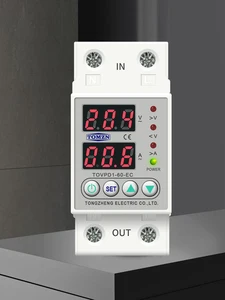 60A 230 В din-рейка Регулируемая Защита от перенапряжения защитное устройство реле с защитой от перегрузки по току вольтметр