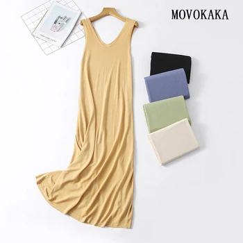 

New Summer Knit Dress Sweater Long Dress Women Elegant Vestidos Dresses Tanks Dresses Women Vestido Party Dress Ice Silk Dresses