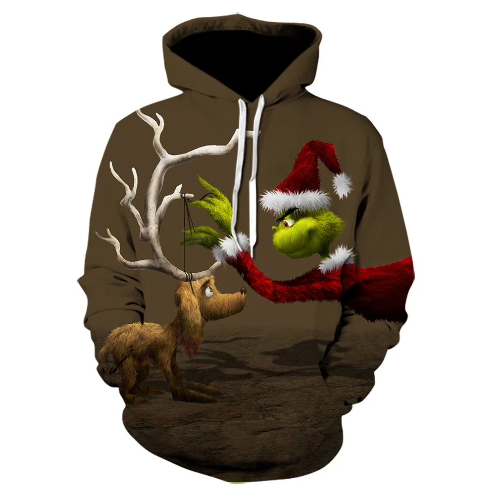 Гринч 3D Толстовки с принтом Для мужчин толстовки унисекс костюмы модный пуловер уличная Рождественский пуловер с капюшоном - Цвет: WE-984