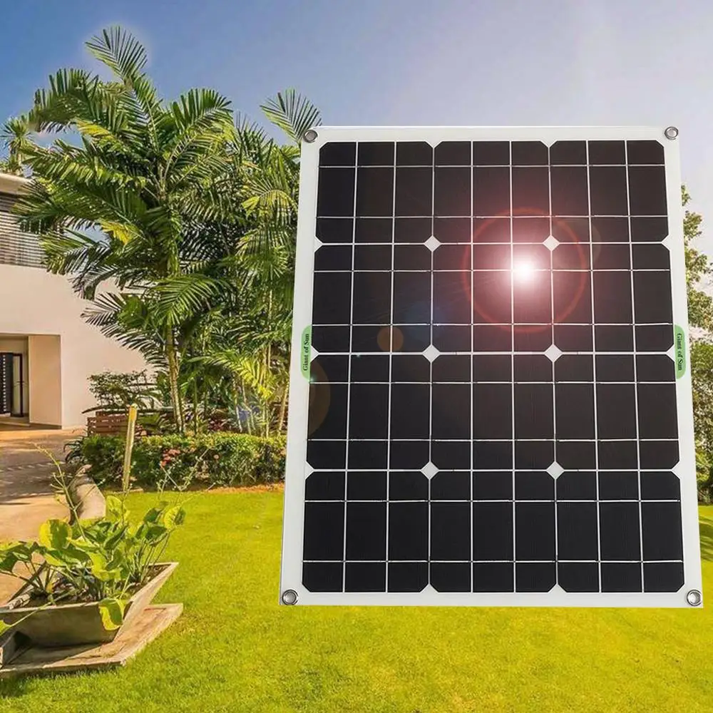 

50W Portable Solar Outdoor Power Generation Board Waterproof Solar Panel Battery Usb Output Controller