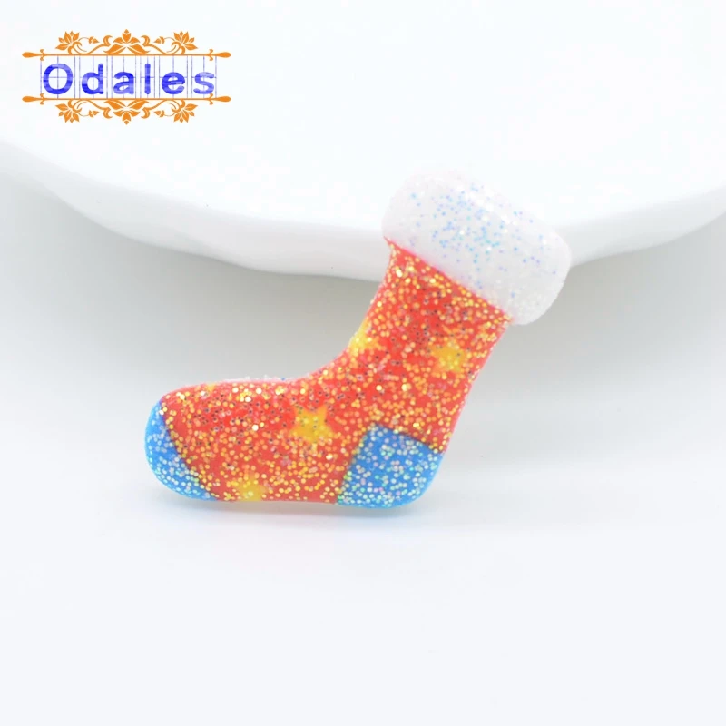 30 шт./лот Забавный Снеговик блеск с плоской спинкой кабошон X-mas вечерние DIY мультяшный Рождественский Снеговик рождественское ручное творчество Diy Смола поставка - Цвет: Sock 2