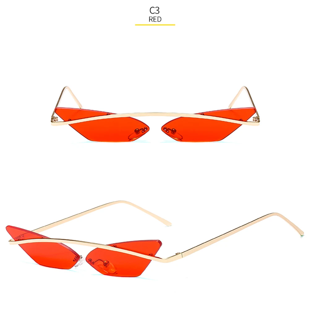 Vintage Cat Eye Sunglasses Unisex Multicolor Frameless Eyewear_voghion.com