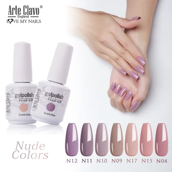 

Arte Clavo Nude Colors Series 15ml UV Gel Nail Polish Gel Lacquer Varnish Nail Paint Top UV LED Gel Nail Art Hybrid Soak Off