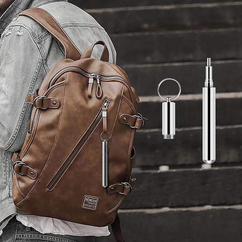 Metal Straw Portable Telescopic Straw for Outdoor Travel Easy Cleaning Stainless Steel Reusable Collapsible Straws with Brush