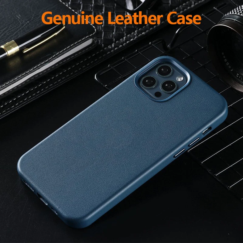 

Natural Genuine Leather Case for iPhone 12 Pro Max Business Real Skin Case for iPhone 12 Pro Magnetic Charging Phone Back Cover