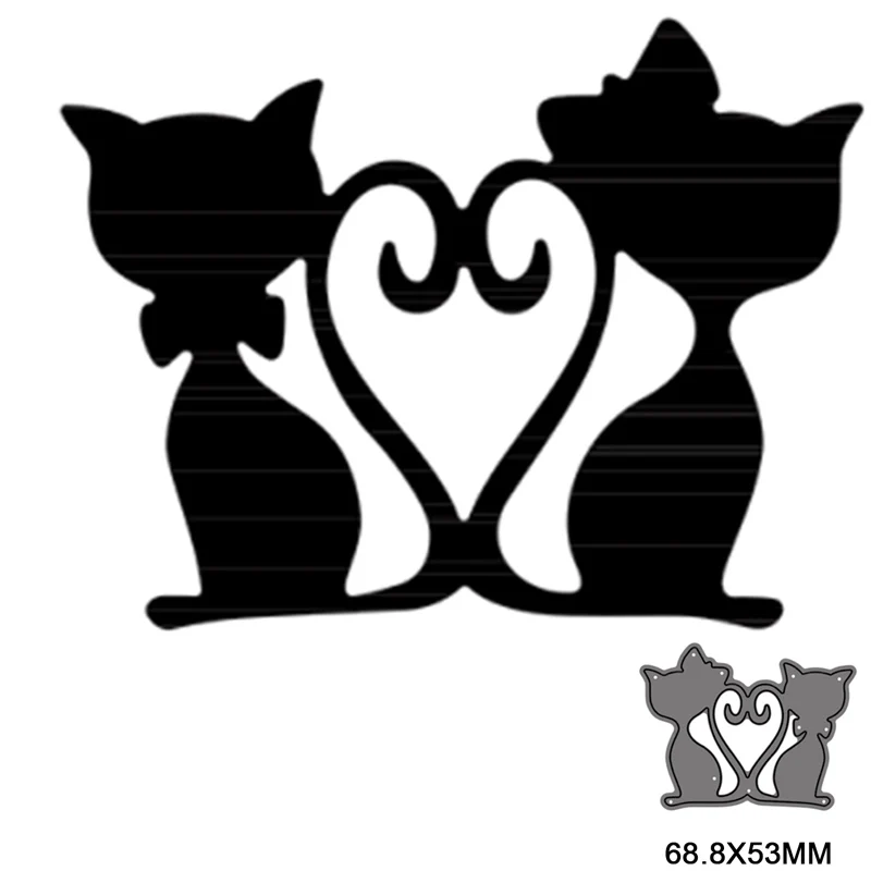 

A pair of kittens Metal Cutting Dies Template Stencil for DIY Scrapbook Embossing Album Paper Card Craft Folder Decorative