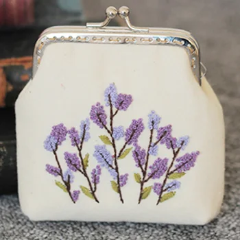 

Vintage DIY Embroidery Purse Set Chinese Style Cross Stitch Materials Small Needlework Sewing Flower Tree Coin Wallet Women Gift