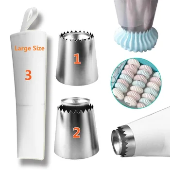

3 Pcs Russian Icing Piping Nozzles Sultan tube Ring Cookies Mold Pastry Nozzles For Decorating Cake Pastry Tips Sets