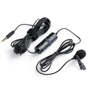 

Clip on 3.5mm Lavalier Lapel Microphone Condenser Mic TRRS Adapter Cable for iPhone Android Smartphone/iPad/DSLR