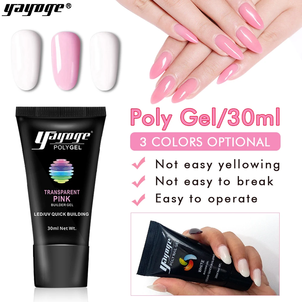 

Yayoge Poly Nail Gel Polish Pink Clear White 3 Color Poly Nail Gel Quick Extension UV Builder Gel for Nail Extension 30 ml/60 ml