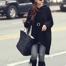 

Vintage Knit Hoodie Sweater Women Korean Fashion Long Front Short Back Pullovers 2021 Winter Autumn Kawaii Warm Jacket Clothing