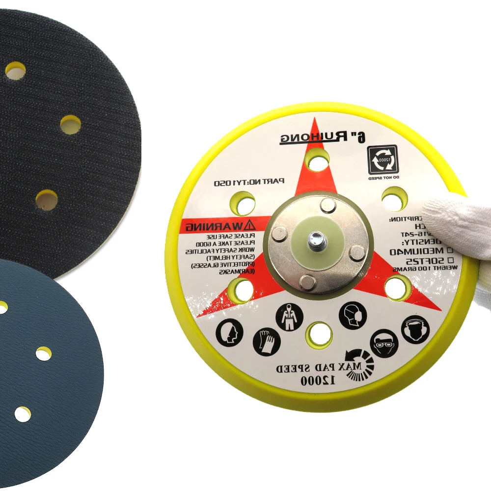 

Backing Pad - 6 Inch 6 Holes Sander Backup Pad 5-16"-24 Thread Hook Loop PSA/Adhesive Sanding Discs Power Tools Accessories