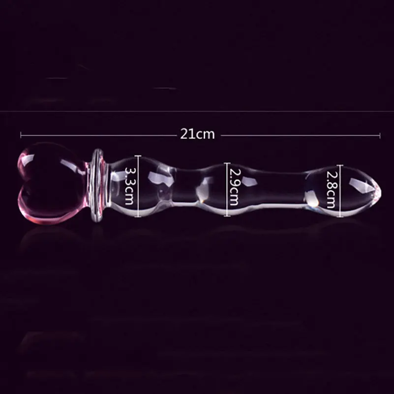 h019 Crystal Heart Wavy Glass Dildo plug (29)