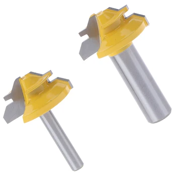 

45 Degree Lock Miter Router Bit 8Inch Shank Woodworking Tenon Milling Cutter Tool Drilling Milling For Wood Carbide Alloy