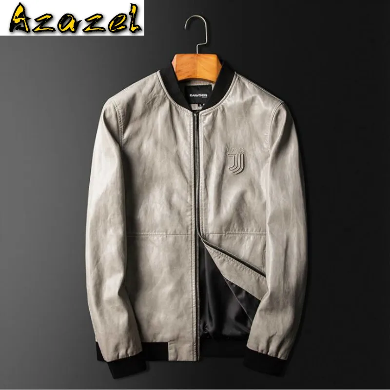 

New Autumn Men Fashion Chaquetas En Cuero Casaco Men's PU Leather Jacket Masculino Baseball collar Clothing male Casual Coat