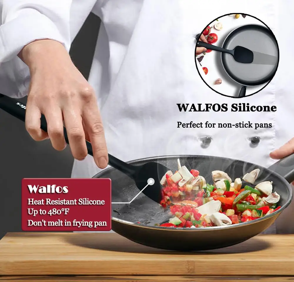 Kitchen Utensils 5 Pcs Non-Stick Silicone Cream Spatula Cooking Spoon