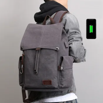 

Fashion Large Capacity Canvas Backpacks Men Backpack Travel Shoulder Bag Vintage Male Student School Bag Laptop Backpack Solid