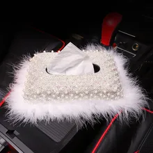 Белый жемчуг, коробка для салфеток для дома и офиса, блестящие кристаллы, покрытие для бумажных полотенец, чехол, коробка для салфеток для женщин и девочек