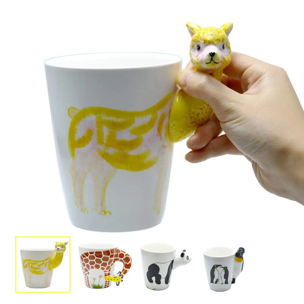 3D кофейная кружка с изображениями животных новинка керамическая ручка