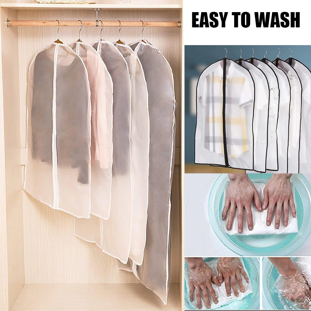 Bolsa polvo ropa cubre claro prueba bolsas de ropa transpirable cremallera funda polvo almacenamiento bolsas de Ropa de baile 6 unids/set|Fundas de ropa| - AliExpress