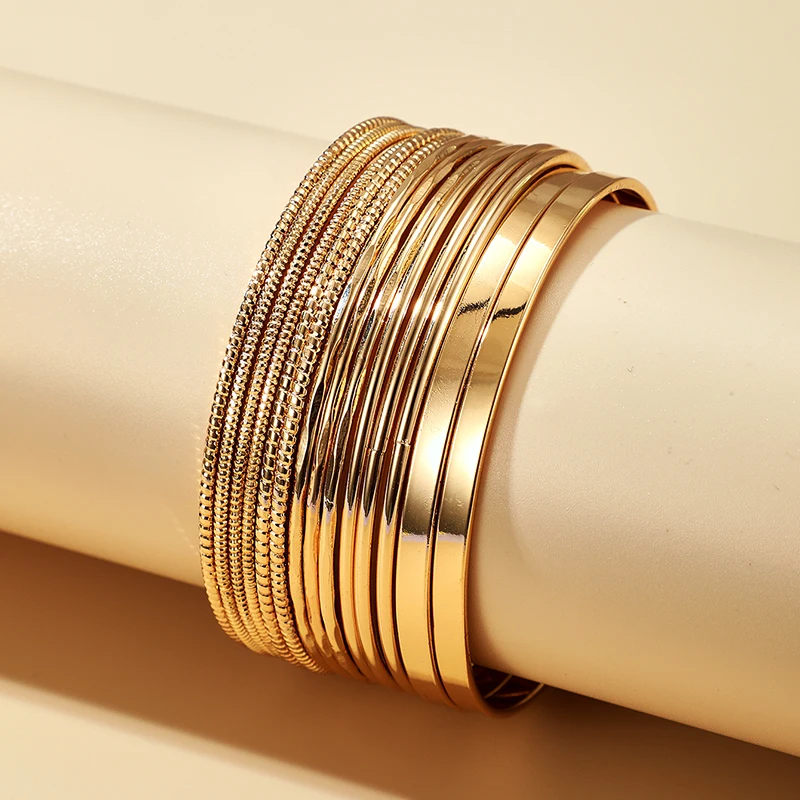 Tocona 14pcs/sets Gold Color Bracelets for Women Alloy Metal Bangle Party Jewelry Bohemian Jewelry Gift bracelet jewelry