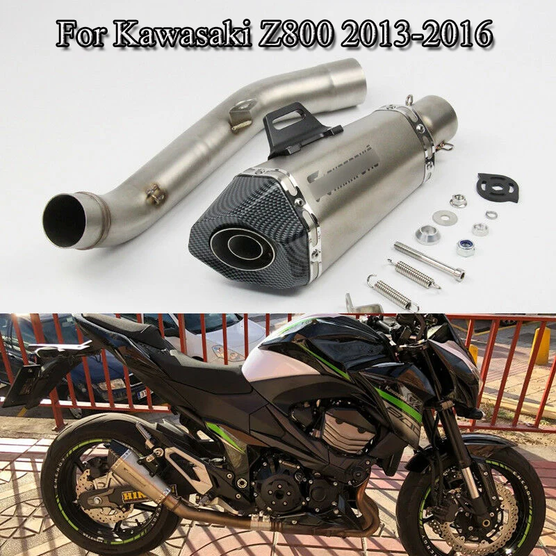 

Slip On Motorcycle Exhaust Muffler End Pipe Mid Link Connect Pipe Whole Set Pipe For Kawasaki Z800 2013 2014 2015 2016 Modified