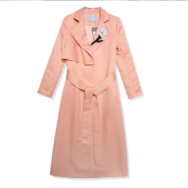 

Fashion Long Trench Coat With Belt Spring Autumn Women's Windbreaker Europe America Trend Trench Female Overcoat 2020