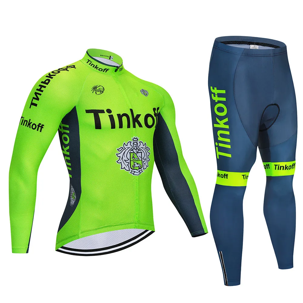 Cycling set Tinkoff, комплект из Джерси с длинным рукавом для велоспорта, Летний Дышащий комбинезон, ropa ciclismo, одежда для велоспорта, MTB велосипеда, мужская одежда - Цвет: Cycling set