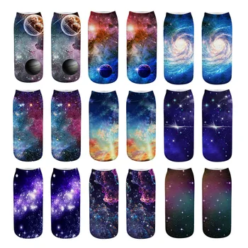 

Happy Funny Starry Sky Pattern 3D Socks Kawaii Ankle Couple Cotton Short Ship Sock