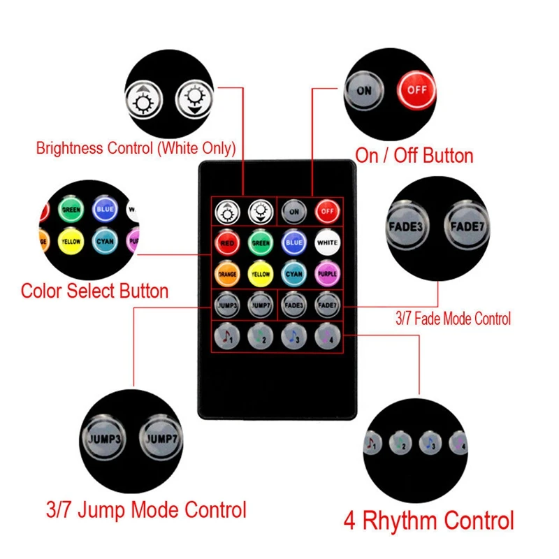 4XDC12V 12 Светодиодный Свет USB беспроводной музыкальный контроль 8 цветов RGB подсветка салона автомобиля