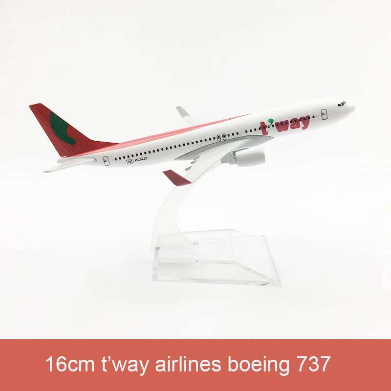 16 см модель самолета Dulwich Aviation Boeing 737 имитирует пассажирского T'way airlines сплав 1:400