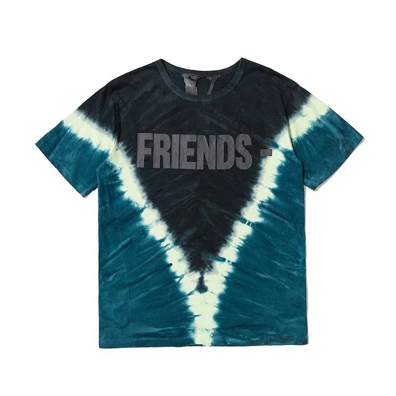 

Friends Joint vlone estampado Tie-dye de alta calidad de manga corta de marca Popular camiseta corta hombres y mujeres ropa de pareja