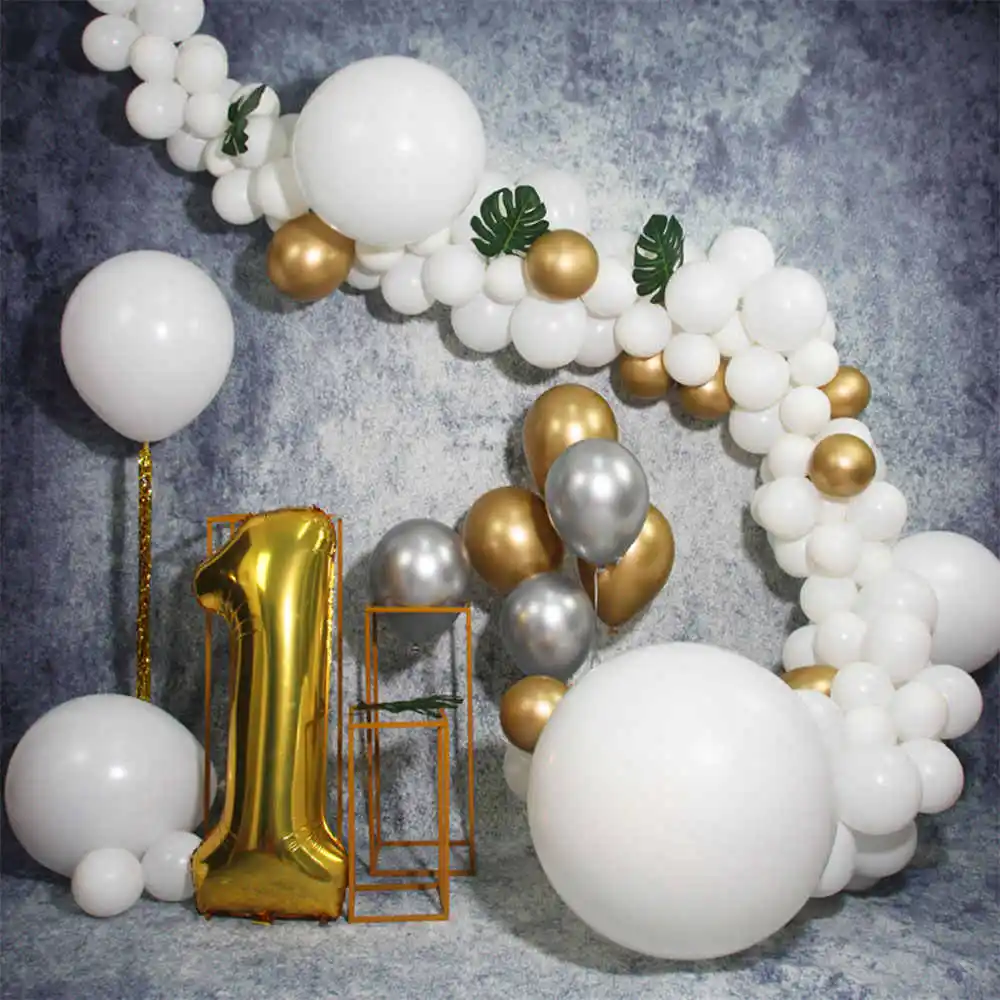 Золотой Белый Шар АРКА цепь Свадебная вечеринка Гирлянда украшение комплект воздушные шары и инструменты День рождения украшения