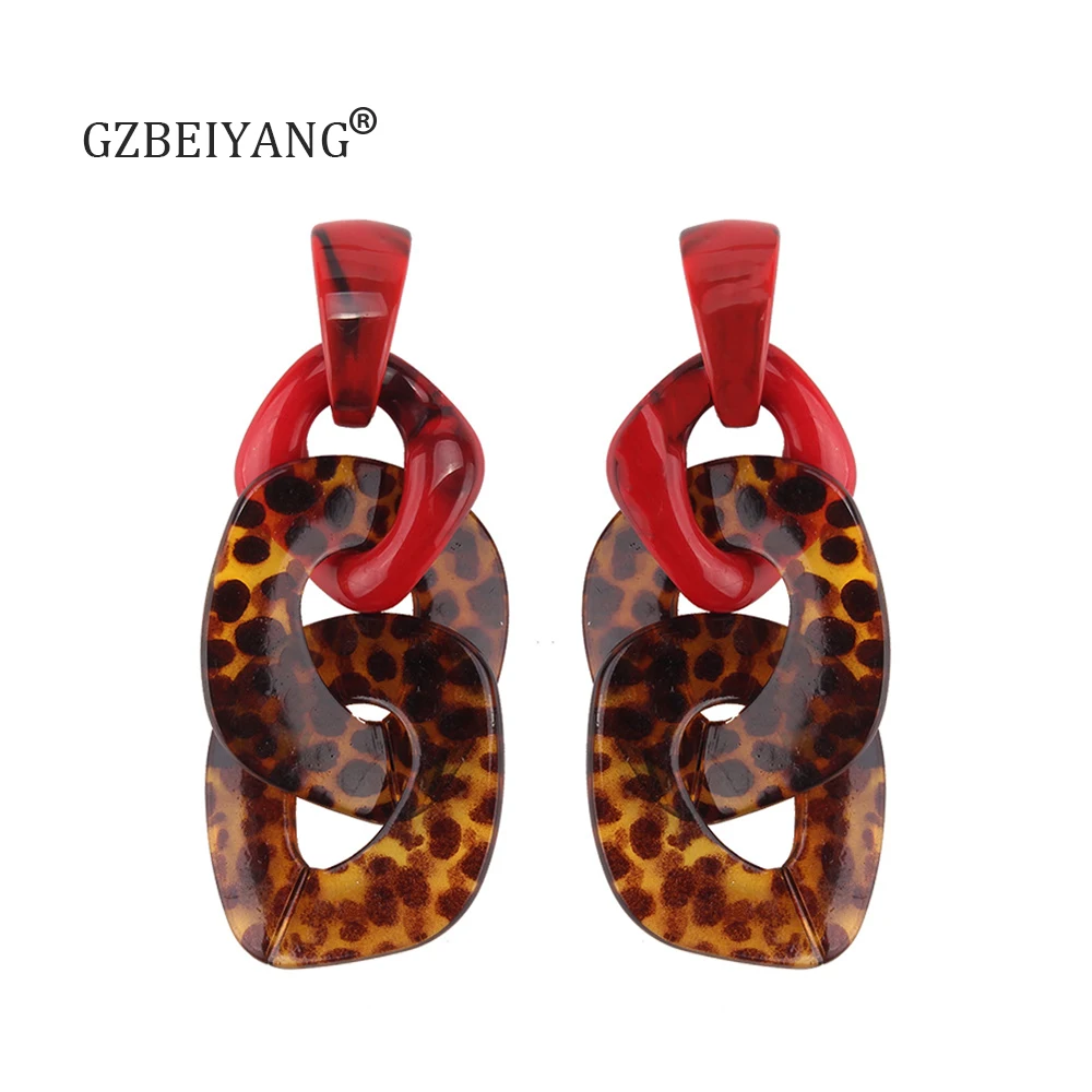GZBEIYANG сережки в стиле панк с леопардовым принтом из смолы для женщин в стиле ретро, модные сережки серий, акриловые сережки