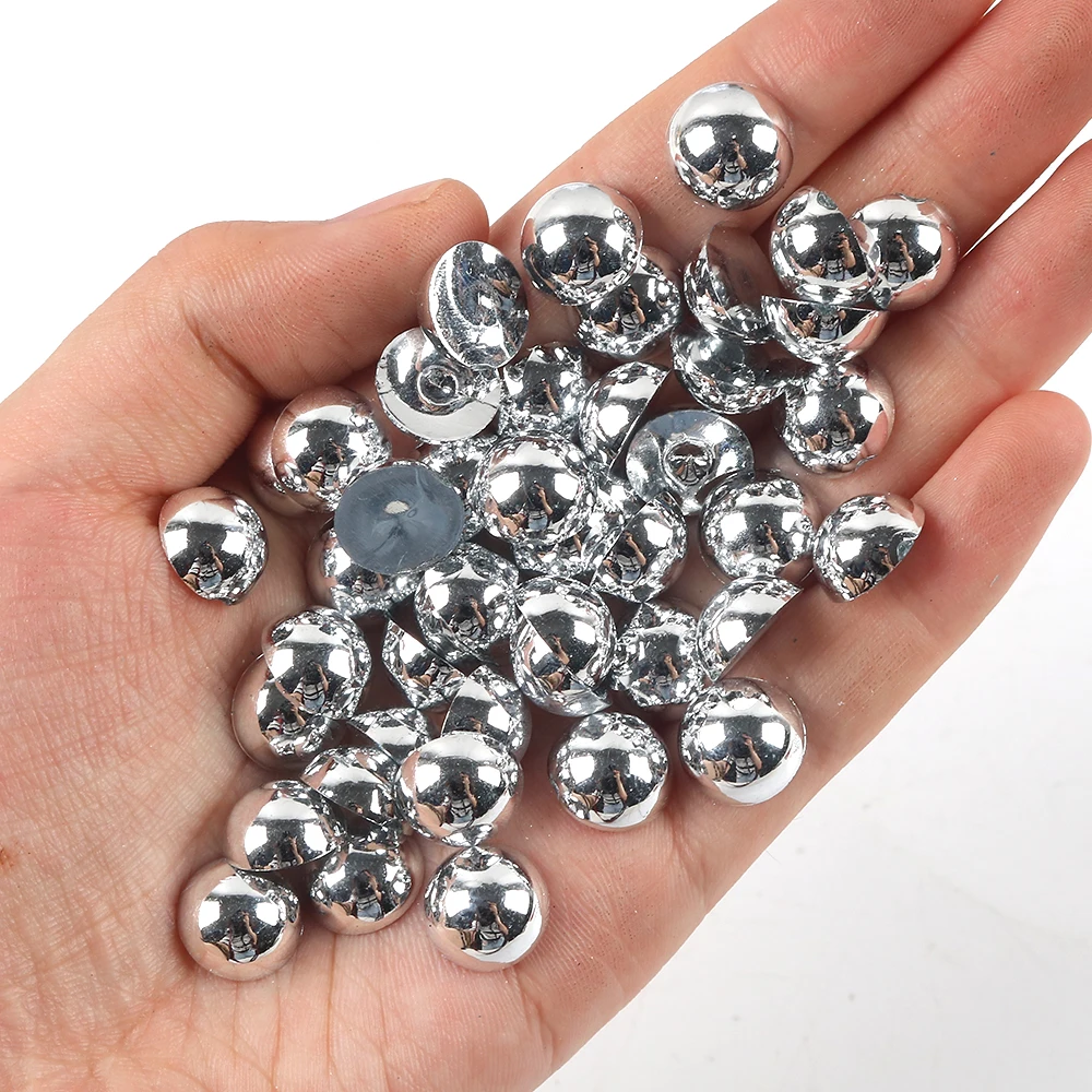 Luxury Gothic Silver Pearl Nail Charms - Mixed Sizes