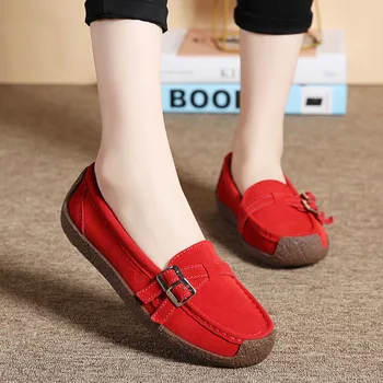 

2020 Autumn Women Moccasins comfortable low-top shoes casual flat shoes Genuine leather Single Shoes