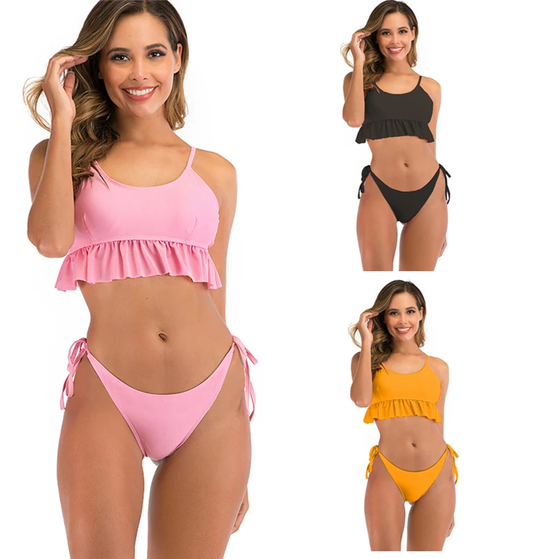 Ruffles Swimsuit Women Solid Bikini Bathing Suits Triangle Swimwear Sexy Biquini 2020 Brazilian Summer Swimming Suit Women Sexy Ruffles Swimsuit Women Solid Bikini Bathing Suits Triangle Swimwear Sexy Biquini 2020 Brazilian Summer Swimming Suit Women Sexy