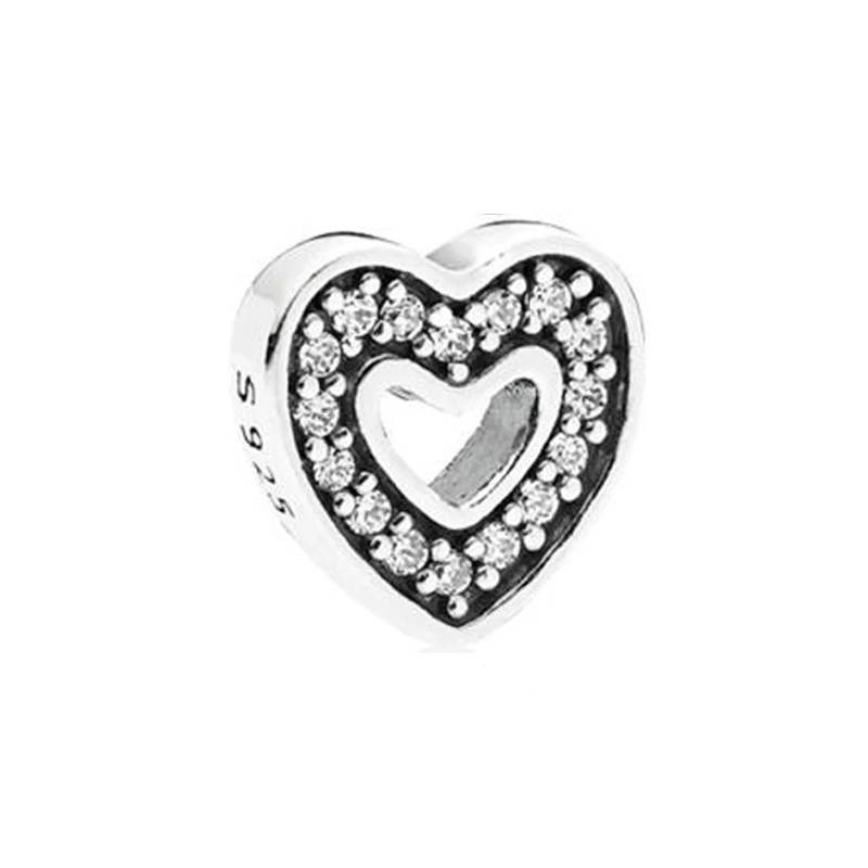 PDB Sterling Silver 925 Floating Pendant Box Small Charm Cartoon Avatar Christmas Series Double Heart Infinite Series