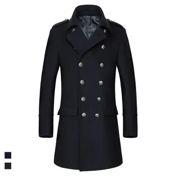 

Mens Wool Overcoat Autumn Winter Men Wool Jacket Coats 2020 Brand Double Breasted Woolen Trench Coat Men Windbreaker Pea Coat