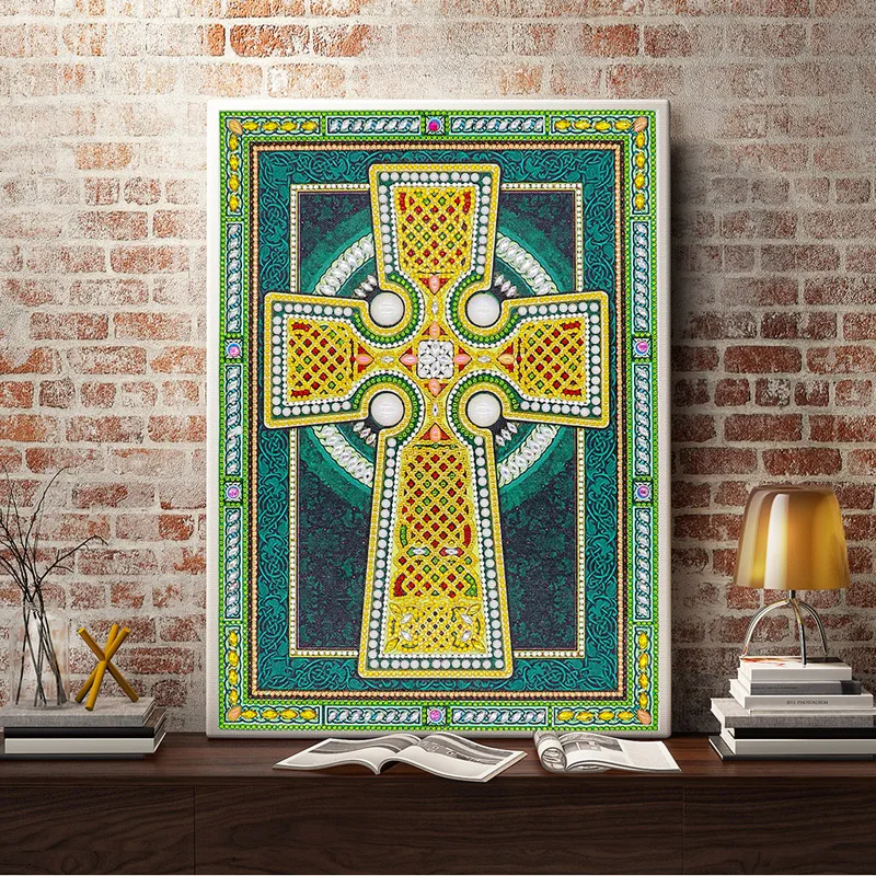 RUBOS 5D Diamond Mosaic Icons Celtic Cross Art Diamond Embroidery Painting God Bead Beadwork Pearl New Sale Pictures Home Decor (2)
